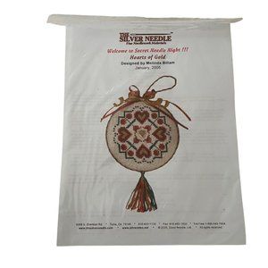 The Silver Needle Cross Stitch Kit Secret Needle Night Hearts of Gold Sampler